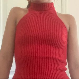 Red ZARA turtle neck tank top